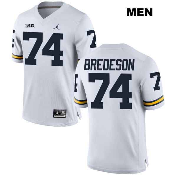 Men's NCAA Michigan Wolverines Ben Bredeson #74 White Jordan Brand Authentic Stitched Football College Jersey LV25S20AR